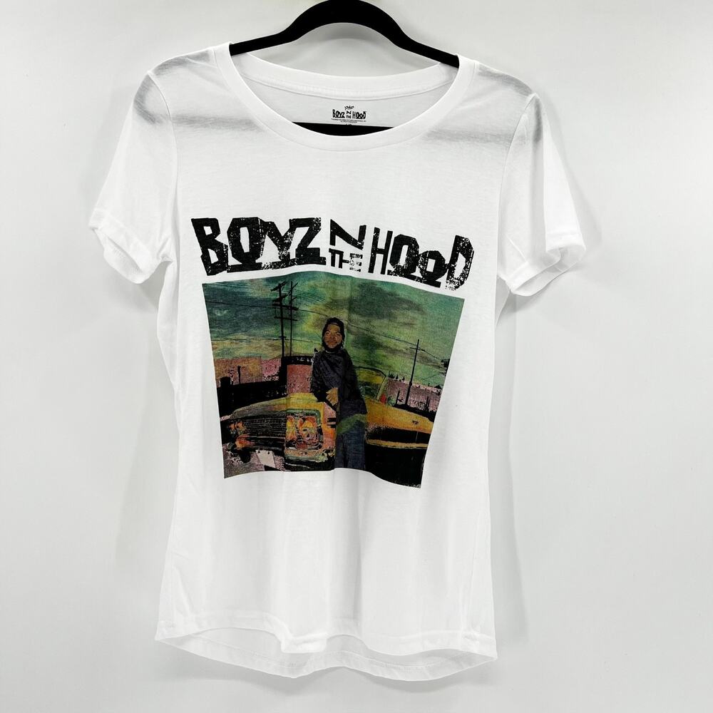 Boyz In The‎ Hood Women's White Graphic Print Scoop Neck T Shirt Tee Top Size L